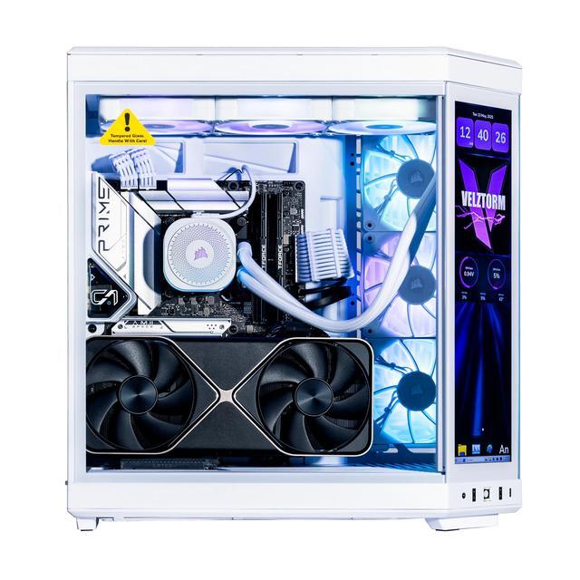 Velztorm LCD Praetix Custom Built Gaming Desktop PC (Intel I9-14900K GeForce RTX 5060 64GB DDR5 2TB PCIe SSD + 6TB HDD RGB Fans 360mm AIO 1000W PSU WiFi 6 Bluetooth 5.2 RJ-45 Win 11 Home)