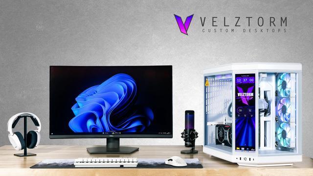 Velztorm LCD Praetix Custom Built Gaming Desktop PC (Intel I9-14900K AMD Radeon RX 9060 XT 32GB DDR5 2TB PCIe SSD RGB Fans 360mm AIO 1000W PSU WiFi 6 Bluetooth 5.2 RJ-45 Win 11 Pro)