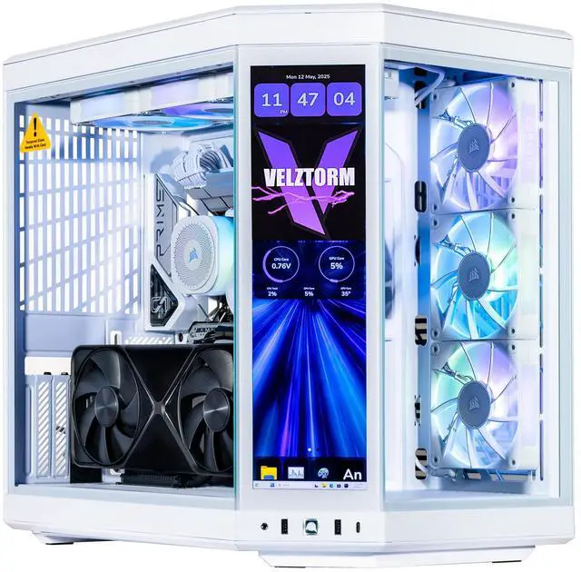 Velztorm LCD Praetix Custom Built Gaming Desktop PC (Intel i9-14900K GeForce RTX 5070 32GB DDR5 2TB PCIe SSD RGB Fans 360mm AIO 1000W PSU WiFi 6 Bluetooth 5.2 RJ-45 Win 11 Pro)