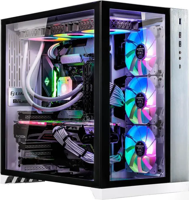 Velztorm Lux Gaming Desktop PC (AMD Ryzen 9 5950X AMD Radeon RX 9060 XT 64GB DDR4 2TB PCIe SSD + 6TB HDD 360mm AIO 1000W PSU RJ-45 1 Display Port HDMI Win 11 Pro)
