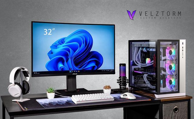 Velztorm Lux Lyte Custom Built Gaming Desktop PC (AMD Ryzen 9 - 5900X AMD Radeon RX 9060 XT 32GB DDR4 2TB PCIe SSD 360mm AIO 1000W PSU WiFi 5 Bluetooth 5.0 RJ-45 1 Display Port Win 11 Home)
