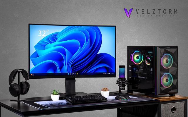 Velztorm Mini Pilum Custom Built Gaming Desktop PC (AMD Ryzen 7 5700X GeForce RTX 5060 32GB DDR4 1TB PCIe SSD + 2TB HDD 120mm AIO 750W PSU WiFi 4 RJ-45 HDMI Win 11 Home)