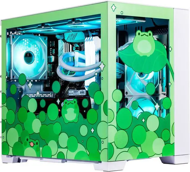 Velztorm Minty Frog Custom Built Gaming Desktop PC (AMD Ryzen 7 5700X AMD Radeon RX 9060 XT 32GB DDR4 2TB PCIe SSD RGB Fans 240mm AIO 850W PSU WiFi 5 Bluetooth 5.0 RJ-45 Win 11 Pro)