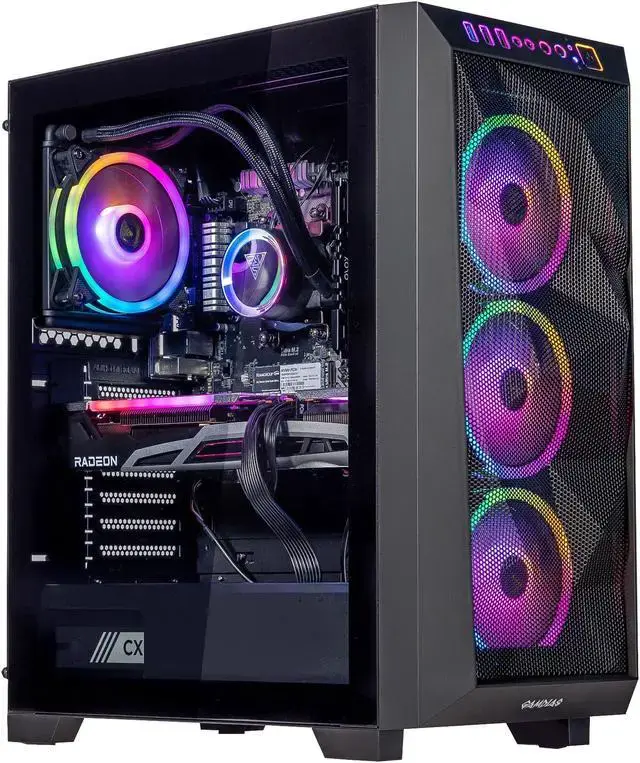 Velztorm Pilum Gaming Desktop PC (AMD Ryzen 7 5700X Radeon RX 9070 XT 16GB DDR4 1TB PCIe SSD + 2TB HDD 120mm AIO 750W PSU RJ-45 1 Display Port HDMI Win 11 Home)