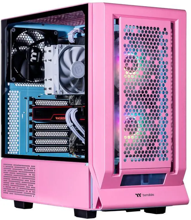 Velztorm Pink Fultix Gaming Desktop PC (AMD Ryzen 5-5500 AMD Radeon RX 9060 XT 64GB DDR4 2TB PCIe SSD + 2TB HDD RGB Fans 750W PSU WiFi 5 Bluetooth 5.0 RJ-45 1 Display Port HDMI Win 11 Home)
