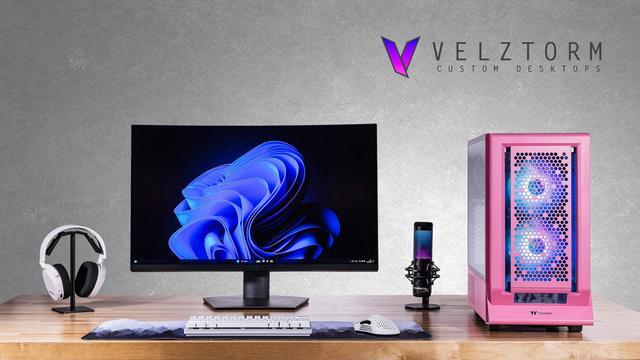 Velztorm Pink Fultix Gaming Desktop PC (AMD Ryzen 5-5500 Radeon RX570 8G 32GB DDR4 2TB PCIe SSD RGB Fans 750W PSU WiFi 5 Bluetooth 5.0 RJ-45 1 Display Port HDMI Win 11 Pro)