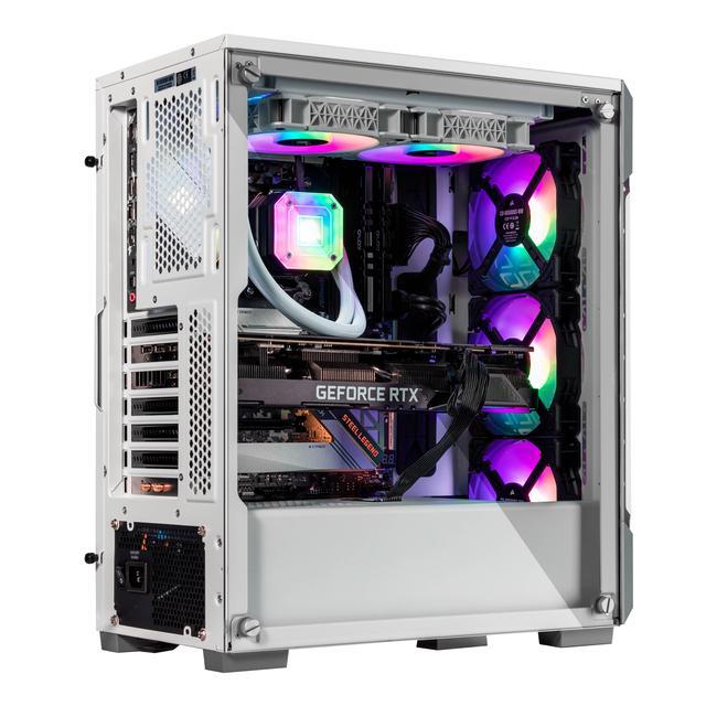 Velztorm White Ferrux CTO Gaming Desktop Liquid-Cooled (AMD Ryzen 9-5900X 12-Core GeForce GTX 1050 Ti 4GB 16GB DDR4 512GB M.2 SATA SSD + 1TB HDD RGB Fans 750W PSU Wi-Fi 4 Win 10 Home)