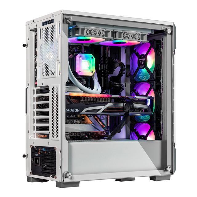 Velztorm White Ferrux Gaming Desktop PC (AMD Ryzen 9 - 5900X AMD Radeon RX 9060 XT 64GB DDR4 2TB PCIe SSD + 6TB HDD 240mm AIO 750W PSU RJ-45 1 Display Port HDMI Win 11 Pro)