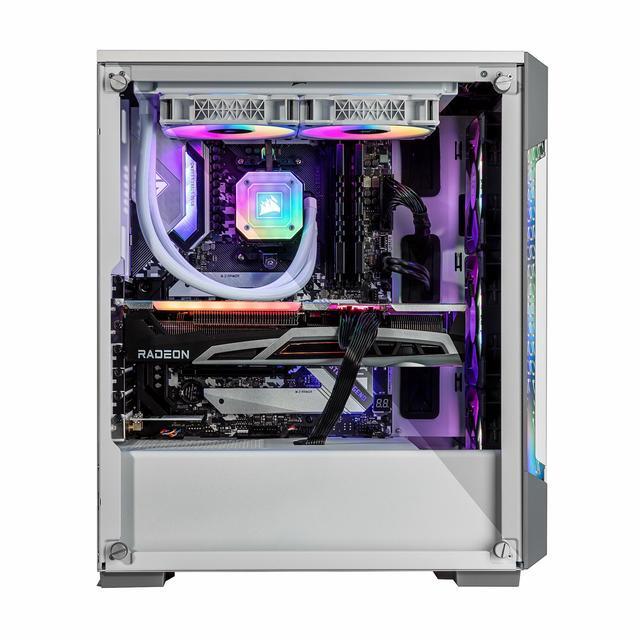 Velztorm White Ferrux Gaming Desktop PC (AMD Ryzen 9 - 5900X Radeon RX 9070 XT 32GB DDR4 2TB PCIe SSD 240mm AIO 750W PSU RJ-45 1 Display Port HDMI Win 11 Pro)