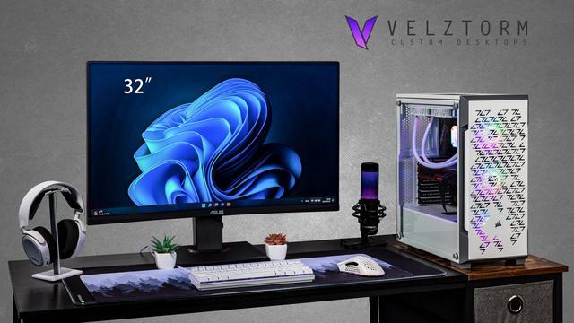 Velztorm White Ferrux II Custom Built Gaming Desktop PC (Intel I9-12900K AMD Radeon RX 9060 XT 32GB DDR4 2TB PCIe SSD RGB Fans 240mm AIO 750W PSU WiFi 6 Bluetooth 5.1 RJ-45 Win 11 Pro)
