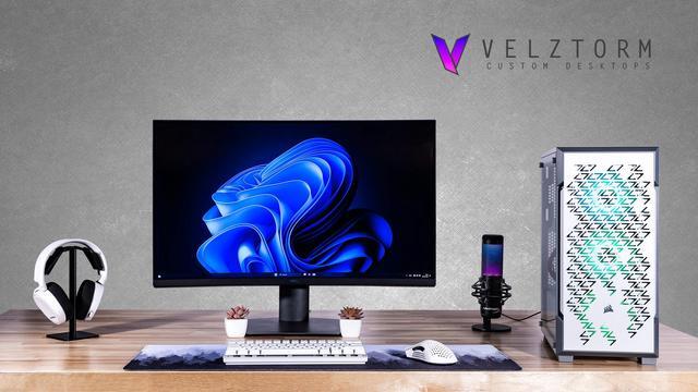 Velztorm White Fultix Custom Built Gaming Desktop PC (AMD Ryzen 5-5500 AMD Radeon RX 9060 XT 32GB DDR4 2TB PCIe SSD RGB Fans 750W PSU WiFi 5 Bluetooth 4.2 RJ-45 HDMI Win 11 Pro)