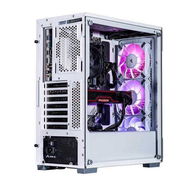 Velztorm White Fultix Custom Built Gaming Desktop PC (AMD Ryzen 5-5500 AMD Radeon RX 9060 XT 32GB DDR4 2TB PCIe SSD RGB Fans 750W PSU WiFi 5 Bluetooth 4.2 RJ-45 HDMI Win 11 Pro)