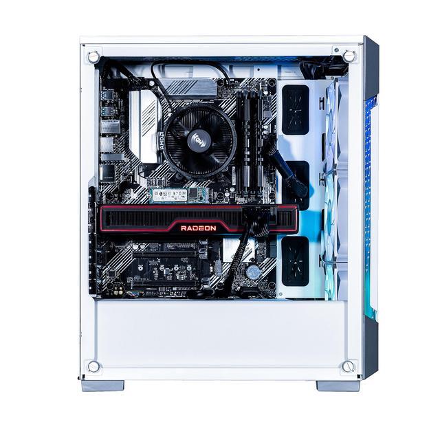 Velztorm White Fultix Custom Built Gaming Desktop PC (AMD Ryzen 5-5500 Radeon RX570 8G 32GB DDR4 2TB PCIe SSD RGB Fans 750W PSU WiFi 5 Bluetooth 4.2 RJ-45 HDMI Win 11 Pro)