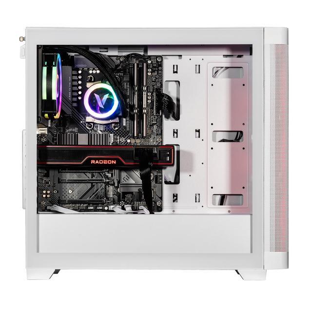 Velztorm White Pilum Custom Built Gaming Desktop PC (AMD Ryzen 7 5700X AMD Radeon RX 9060 XT 64GB DDR4 2TB PCIe SSD + 6TB HDD RGB Fans 120mm AIO 750W PSU WiFi 5 Bluetooth 5.0 Win 11 Home)