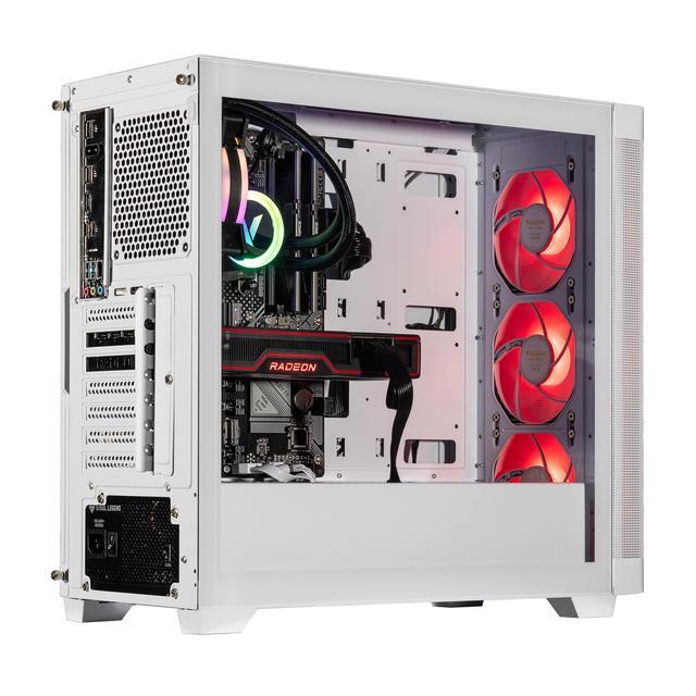 Velztorm White Pilum Custom Built Gaming Desktop PC (AMD Ryzen 7 5700X AMD Radeon RX 9060 XT 32GB DDR4 2TB PCIe SSD RGB Fans 120mm AIO 750W PSU WiFi 5 Bluetooth 5.0 RJ-45 Win 11 Home)