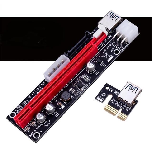 VER009X 1x To 16x PCI Express PCIE PCI-E Riser Card 009X Extender 60cm USB 3.0 Cable SATA To 6Pin 4Pin BTC Mining Miner