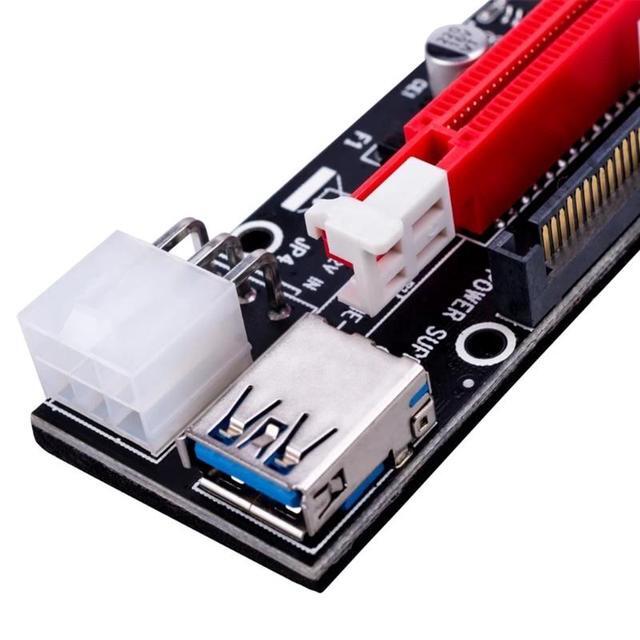 VER009X 1x To 16x PCI Express PCIE PCI-E Riser Card 009X Extender 60cm USB 3.0 Cable SATA To 6Pin 4Pin BTC Mining Miner