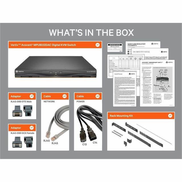 Vertiv Avocent MPU KVM Switch 32 Port 8 Digital Path Dual AC Power TAA MPU8032DAC400