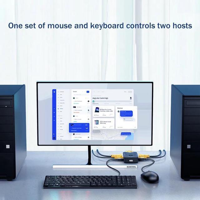 VGA KVM Switch 2x1 1080P VGA USB Switch 2 In 1 Out For 2 Computer Laptor Share 1 Monitor & 2 USB Support Mouse Keyboard Printer(with 2 Pcs Cable)