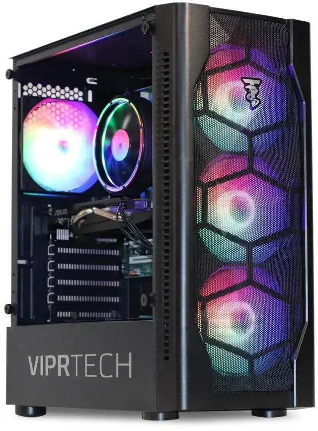 ViprTech Avalanche 2.0 Gaming PC Computer Desktop - AMD Ryzen 7 (4.1Ghz Turbo) AMD Radeon RX 580 8GB 32GB DDR4 3200 1TB NVMe SSD 700W PSU VR-Ready RGB WiFi Black