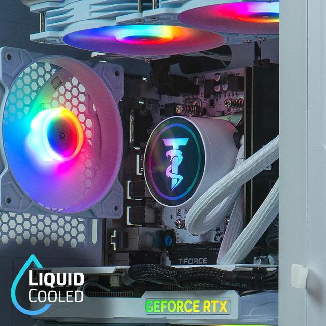 ViprTech Ghost 4.0 Liquid-Cooled PC - AMD Ryzen 7 3700X (4.4Ghz Turbo) RTX 4060 Ti 8GB 32GB DDR4 3200 1TB NVMe SSD VR-Ready Streaming RGB Windows 11 Gaming Desktop Computer White
