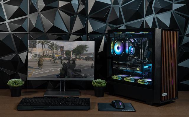 ViprTech Overlord 2.0 Liquid-Cooled Wood PC - AMD Ryzen 7 5700X (4.6Ghz Turbo) RTX 5070 12GB 32GB DDR4 3200 2TB NVMe SSD 800W Gold PSU VR-Ready WiFi BT Win 11 Gaming Desktop Computer Black