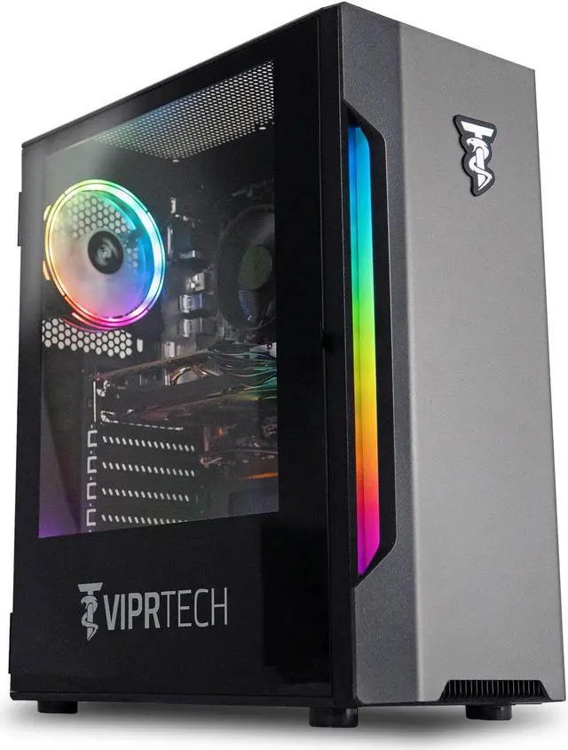 ViprTech Rebel 1.0 Gaming PC - AMD Ryzen 5 (4.2Ghz Turbo) NVIDIA GTX 1660 Super 6GB 16GB DDR4 3200 512GB NVMe SSD WiFi RGB Windows 11 Pro Warranty Desktop Computer Black