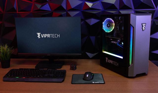 ViprTech Rebel 4.0 Gaming PC - AMD Ryzen 7 (4.1Ghz Turbo) RTX 4060 8GB 32GB DDR4 3200 1TB NVMe SSD VR-Ready Streaming WiFi BT RGB Windows 11 Desktop Computer Black