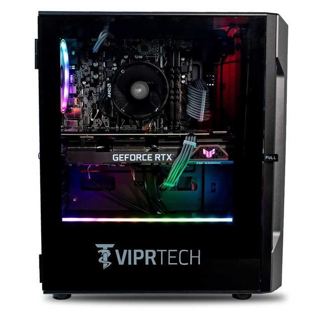 ViprTech Rebel 4.0 Gaming PC - AMD Ryzen 7 (4.1Ghz Turbo) RTX 4060 8GB 32GB DDR4 3200 1TB NVMe SSD VR-Ready Streaming WiFi BT RGB Windows 11 Desktop Computer Black