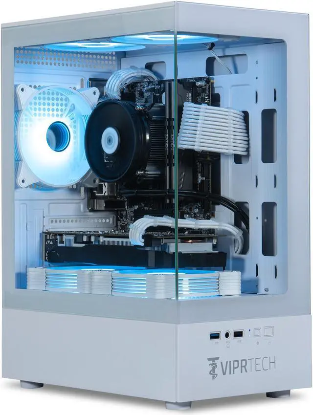 ViprTech Stryker 3.0 Liquid-Cooled PC - AMD Ryzen 7 (4.1GHz Turbo) RTX 3060 12GB 32GB DDR4 3200 1TB NVMe SSD WiFi BT Win 11 Pro RGB Gaming Desktop Computer Prebuilt White