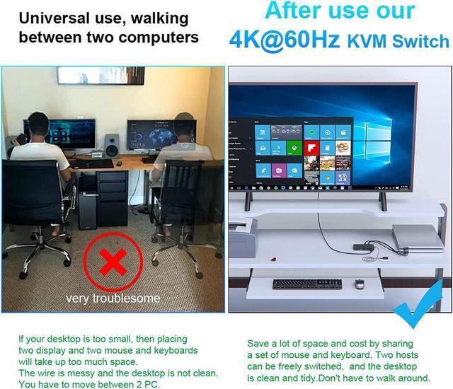 Vszerda 4K HDMI KVM Switch 4 Ports For 4 Computers Share One HD 4K Monitor 3 USB Devices Keyboard Mouse Printer 2 3.5mm Headphone Jack Including 4 HDMI Cable And 1 Remote Controller