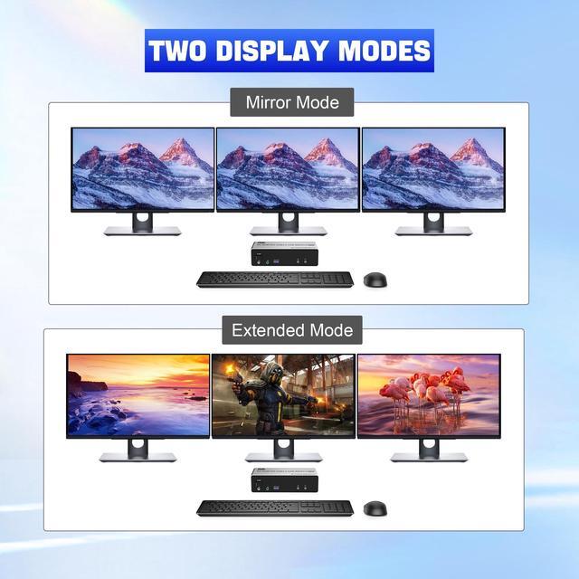 Vszerda 8K 60Hz KVM Switch 3 Monitors 2 Computers 8K HDMI+ 2 Displayport KVM With 3 USB 3.0 Port 2 Computer 3 Monitor KVM Switch With Audio Mic Keyboard And Mouse Switcher