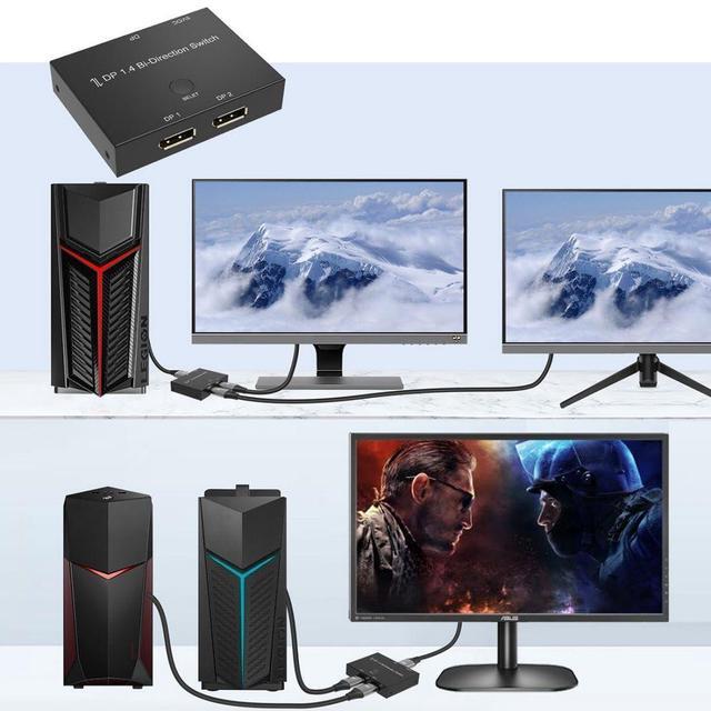 Vszerda DisplayPort Switch 8K DisplayPort Splitter Bi-Direction DisplayPort Switcher DisplayPort Switch Splitter DP DisplayPort Adapter