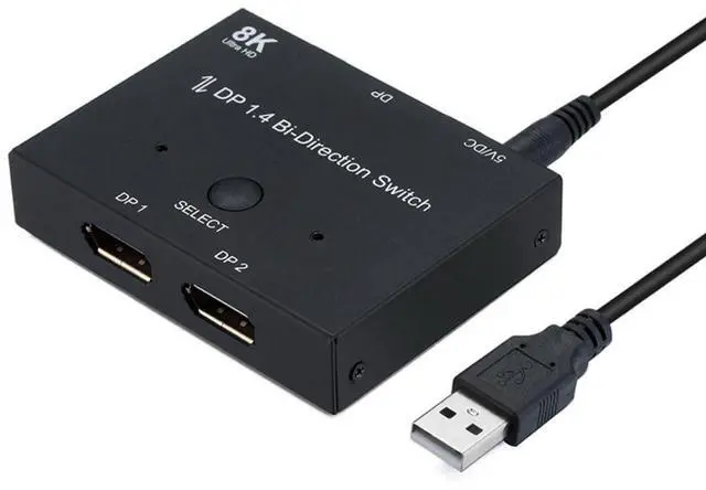 Vszerda DisplayPort Switch 8K DisplayPort Splitter Bi-Direction DisplayPort Switcher DisplayPort Switch Splitter DP DisplayPort Adapter