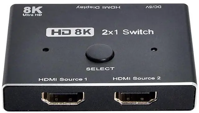 Vszerda HDMI Ultra-HD Converter 8K 60hz Compatible 2.1 Switch 2-IN-1-OUT UHD Hub Support HDCP SST Extended 4K 60hz