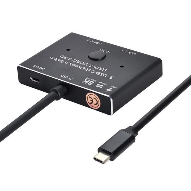 Vszerda PD 8K 30hz 100W 10Gbps USB-C Type-C Bi-Direction Switch MST 1 To 2 Hub Support Video Data
