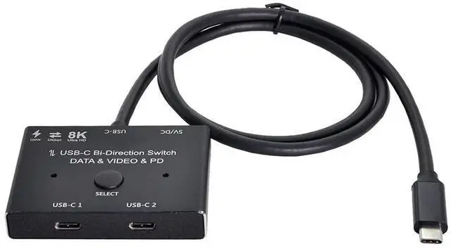 Vszerda PD 8K 30hz 100W 10Gbps USB-C Type-C Bi-Direction Switch MST 1 to 2 Hub Support Video Data