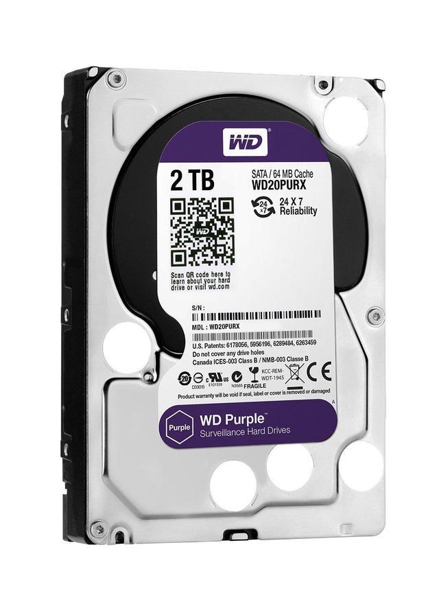 WD Purple 2TB Surveillance Hard Disk Drive - 5400 RPM Class SATA 6 Gb/s 64MB Cache 3.5 Inch - WD20PURX [Old Version]