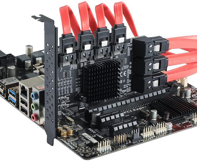 Weastlinks PCIe SATA Controller Card 10 Port With 10 SATA Cables And Low Profile Bracket - 6Gbps SATA 3.0 PCIe Card Support 10 Port SATA 3.0 Devices