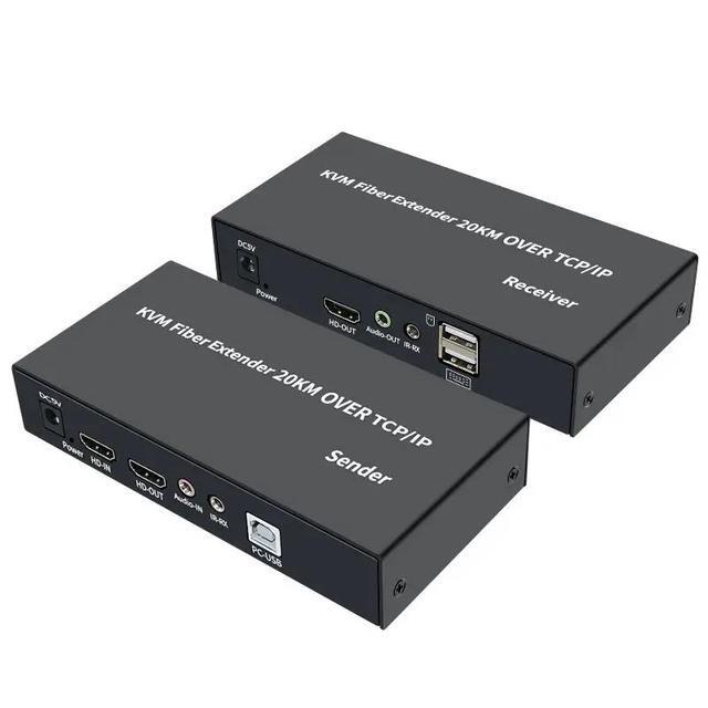 (with AU Plug)(1 RX Only)20Km HDMI KVM Fiber Extender Over SC Fiber Optical Cable HDMI USB To Fiber Extender Transceiver Transmit Support Mouse Keyboard