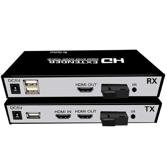 (With AU Plug)(Without KVM)20Km HDMI Fiber KVM Extender Over SC Fiber Optical Cable HDMI Fiber Optical Extender Transceiver With Loop-out For PC Loptop DVR