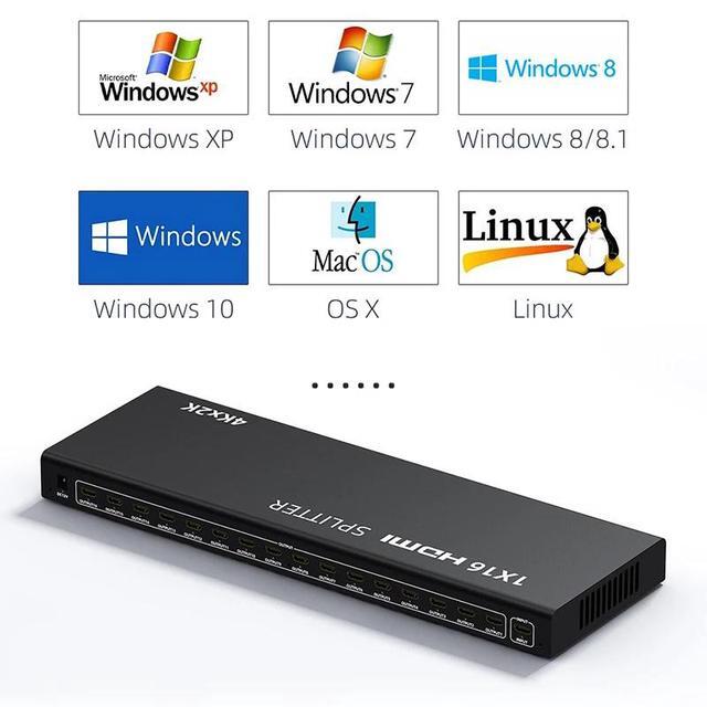 (With UK Plug)(1 In 16 Out)4K 1x10 HDMI Splitter 1 In 16 Out HDMI Video Distributor Splitter 1x16 Amplifier 1080P 60Hz TV Duplicator For PC TV Monitor Mall