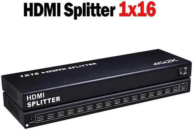 (With UK Plug)(1 in 16 out)4K 1x10 HDMI Splitter 1 In 16 Out HDMI Video Distributor Splitter 1x16 Amplifier 1080P 60Hz TV Duplicator for PC TV Monitor Mall