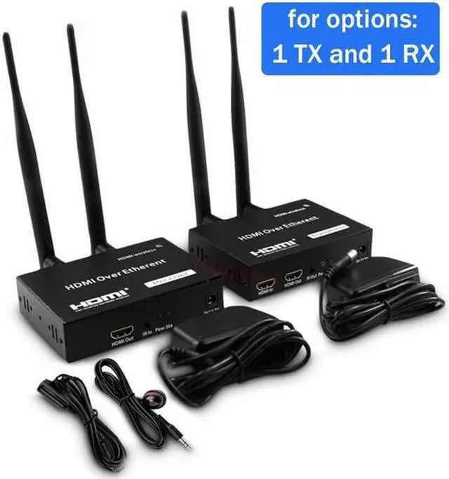 (with UK Plug)(1 TX and 1 RX)200M Wireless HDMI Extender 1080P HDMI Video WiFi Extension Transmit with IR HDMI Loop for Live Streaming PC Laptop TV Monitor