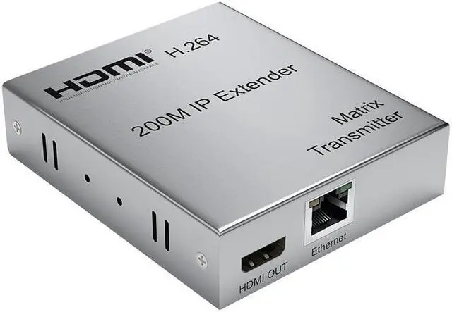 (With UK Plug)(1 TX only)200M HDMI Matrix Extender over IP UTP CAT5e/6 RJ45 1080P HDMI IP Splitter Extender via Ethernet Switch Support One TX to Many RX