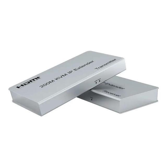 (with US Plug)(1 TX Only)200M IP HDMI KVM Extender RJ45 Ethernet Lan Network Cable 1080P HDMI USB Extender Muitlpoint Cascade Support USB Mouse Keyboard