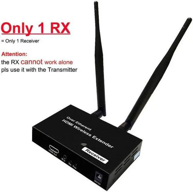 (with US Plug)(only 1 RX)200M Wireless HDMI Extender 1080P HDMI Video WiFi Extension Transmit with IR HDMI Loop for Live Streaming PC Laptop TV Monitor