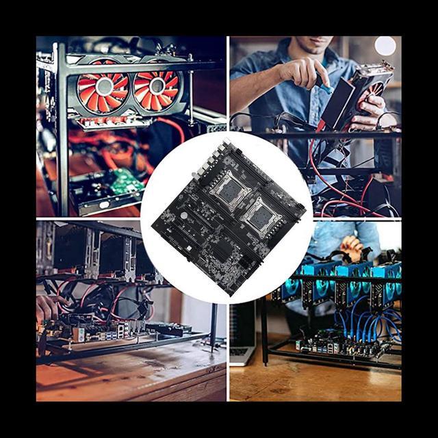 X99 Dual CPU ALEO Mining Motherboard+Switch Cable+Thermal Grease+Baffle LGA2011 V3/V4 8XDDR4 Slot SATA3.0 Support 5 GPU