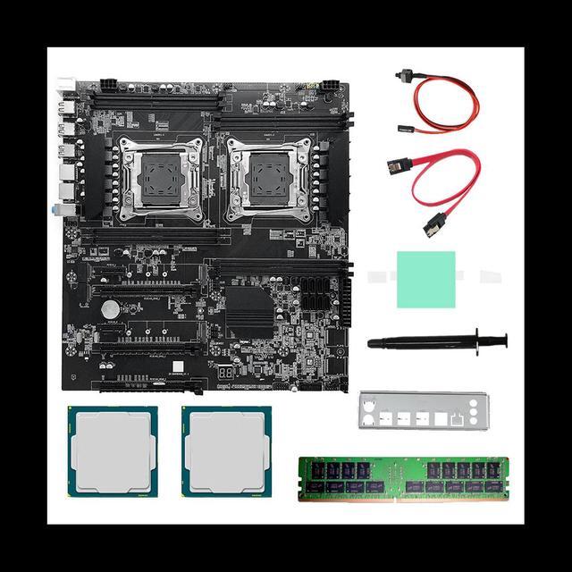 X99 Dual CPU Motherboard+2XE5 2620 V3 CPU+DDR4 4G RECC RAM+SATA Cable+Thermal Pad LGA 2011 8XDDR4 Slot For ALEO Mining