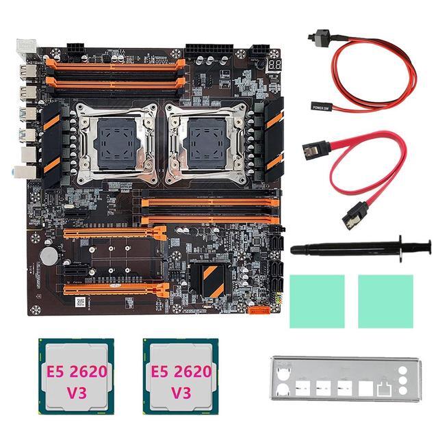 X99 Dual CPU Motherboard+2XE5 2620 V3 CPU+SATA Cable+Baffle+Thermal Grease LGA 2011 8XDDR4 Slot Support 2011-V3 CPU